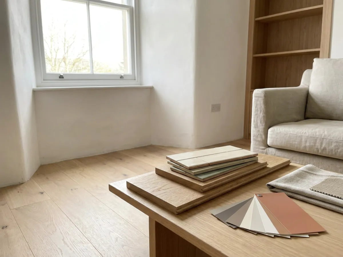 Un rendu de rénovation comparé à la pièce réelle, illustrant une analyse lucide