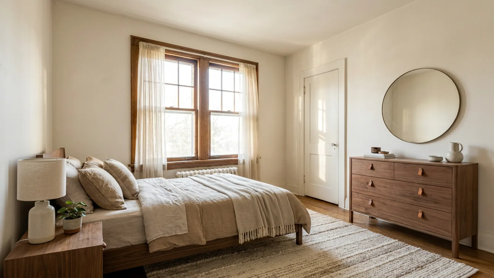 La même chambre repensée et meublée, prête à devenir un clip de visite virtuelle