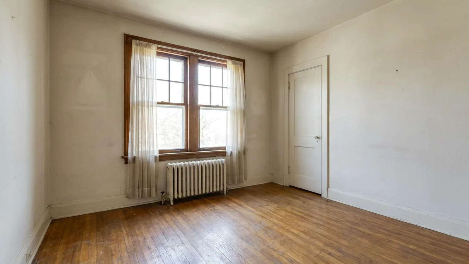 Une chambre simple et vide à partir d'une photo d'annonce