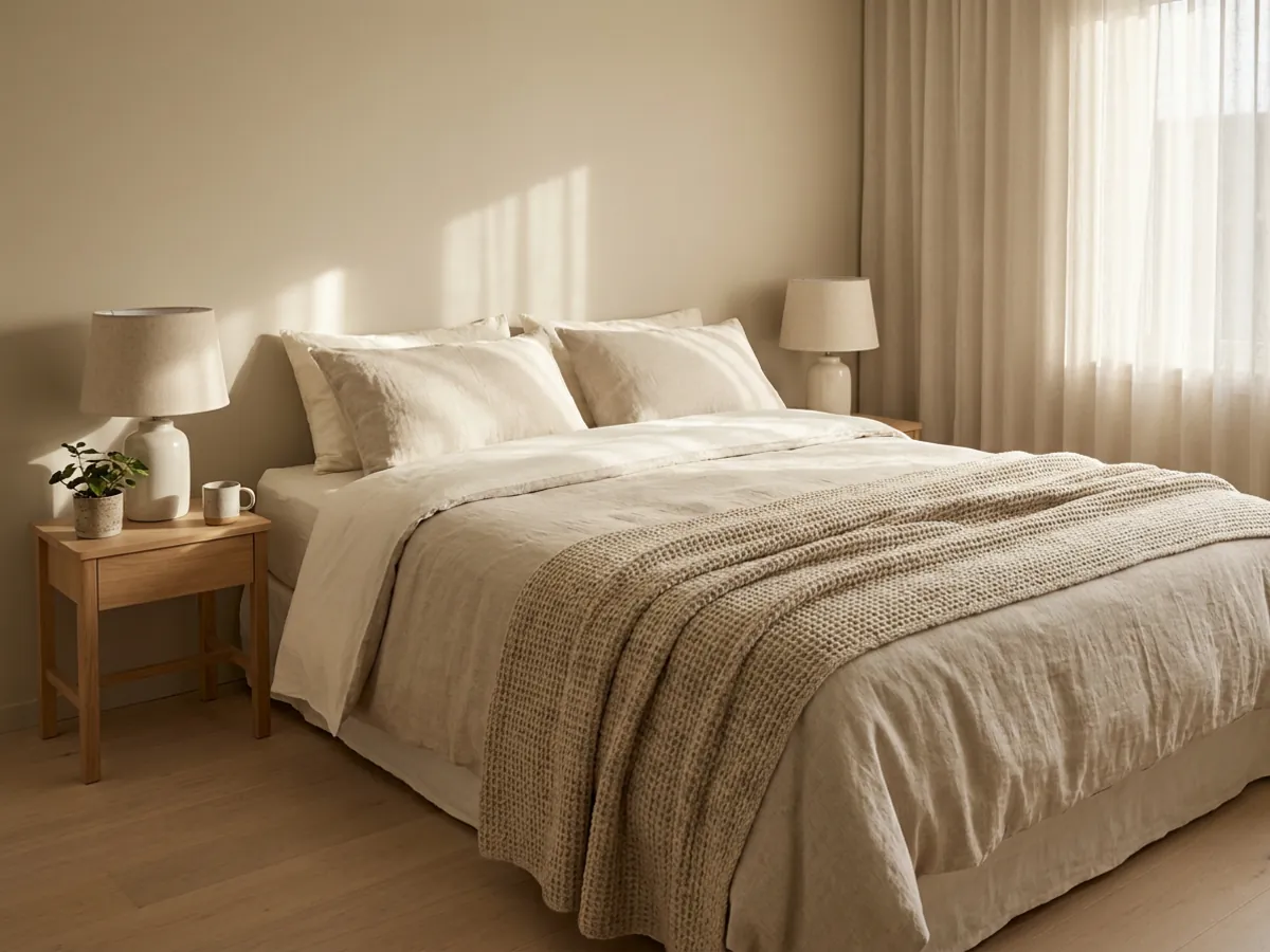 Chambre de location calme et impeccable, aménagée autour d'un lit confortable