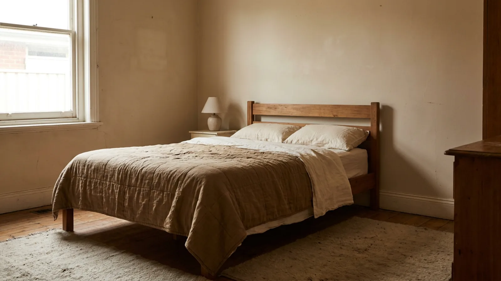 Une chambre simple avant un relooking Art déco