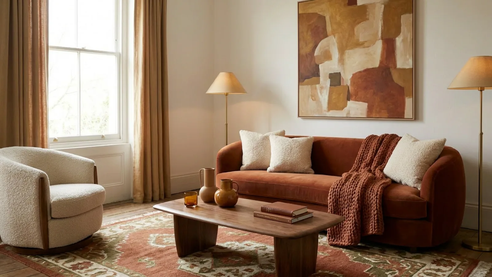 The same room restyled in the saved reference look, layout unchanged