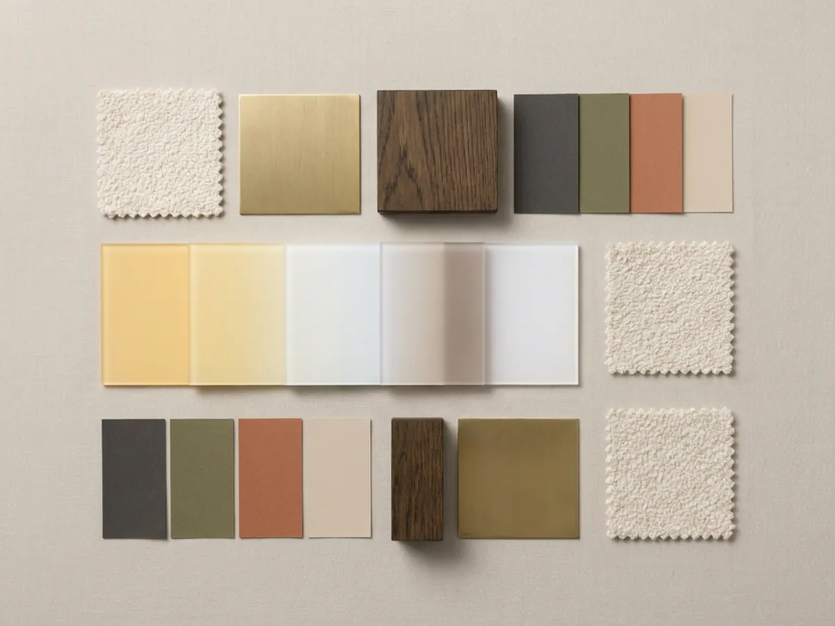 A reference photo broken down into its palette, materials, and furniture character