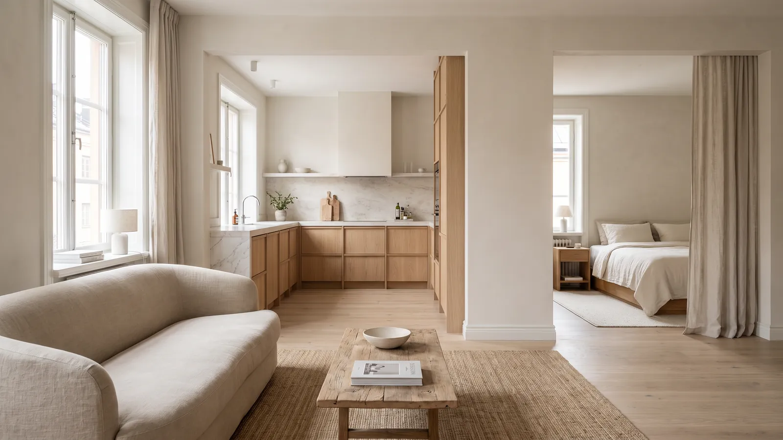 Several rooms restyled in one consistent look across a home