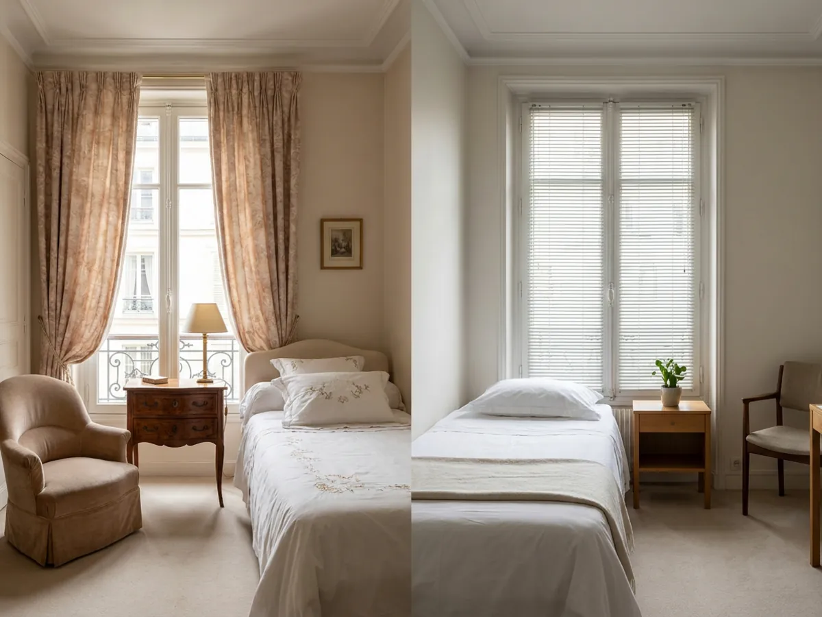 Une même chambre présentée de deux manières : une refonte complète de style versus un seul changement décrit
