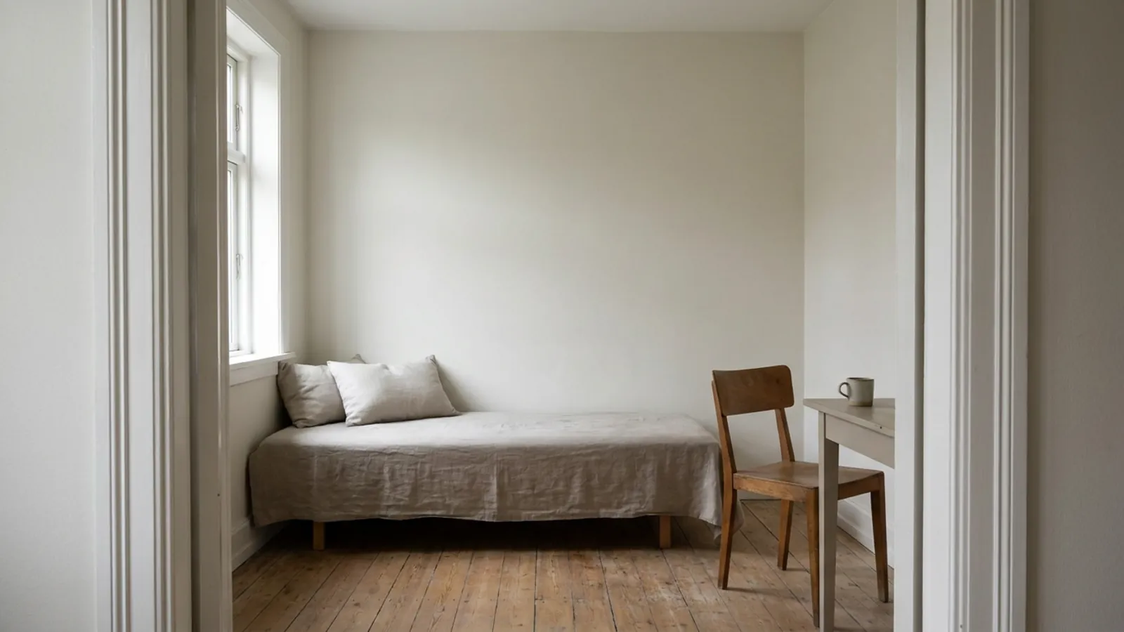 Une petite pièce simple avant un relooking par l'IA