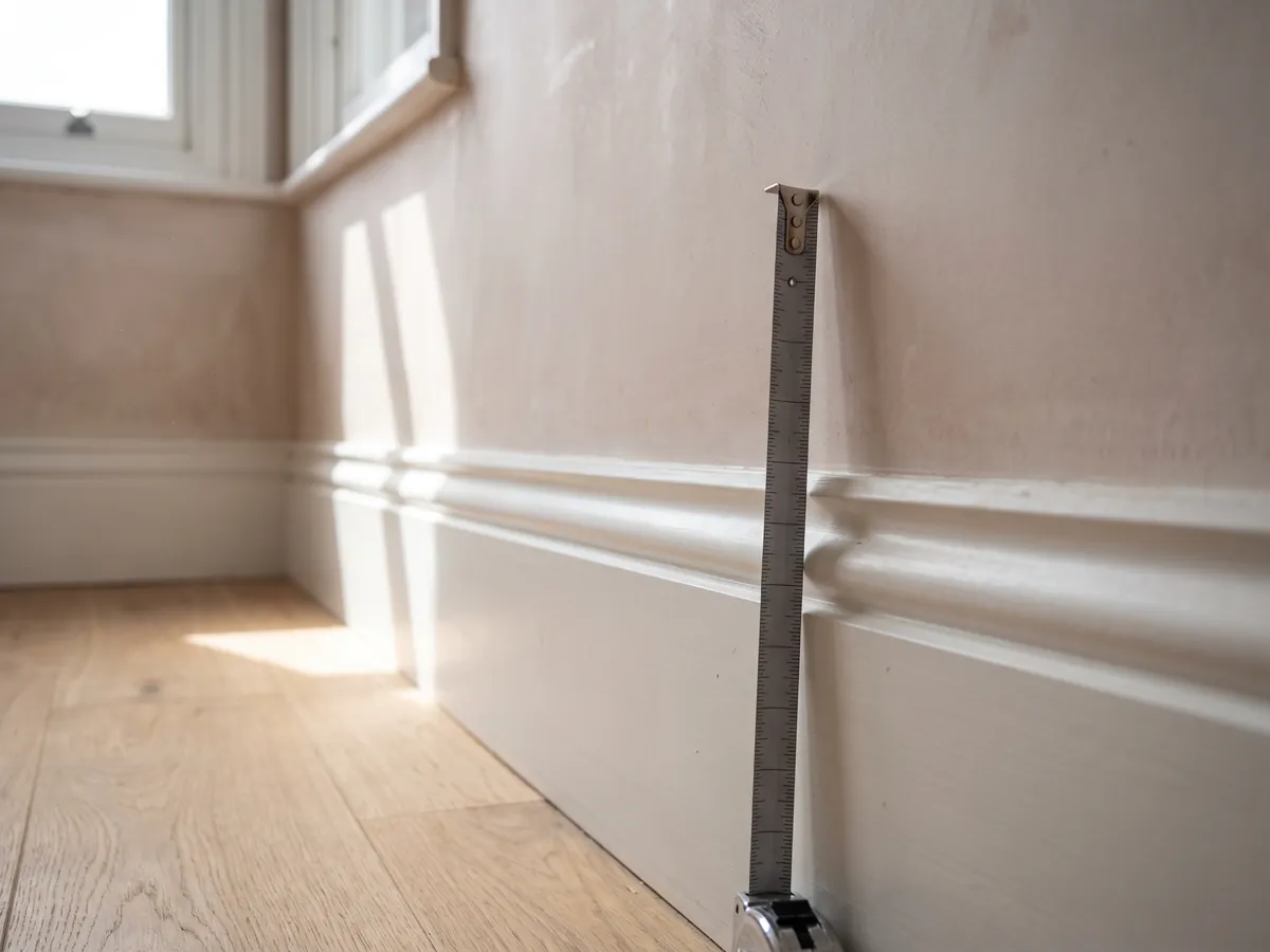 Mesure au-dessus d'une plinthe contre la surface réelle du mur