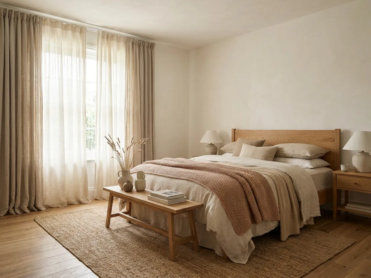 Une chambre dans une palette de couleurs tonales calmes