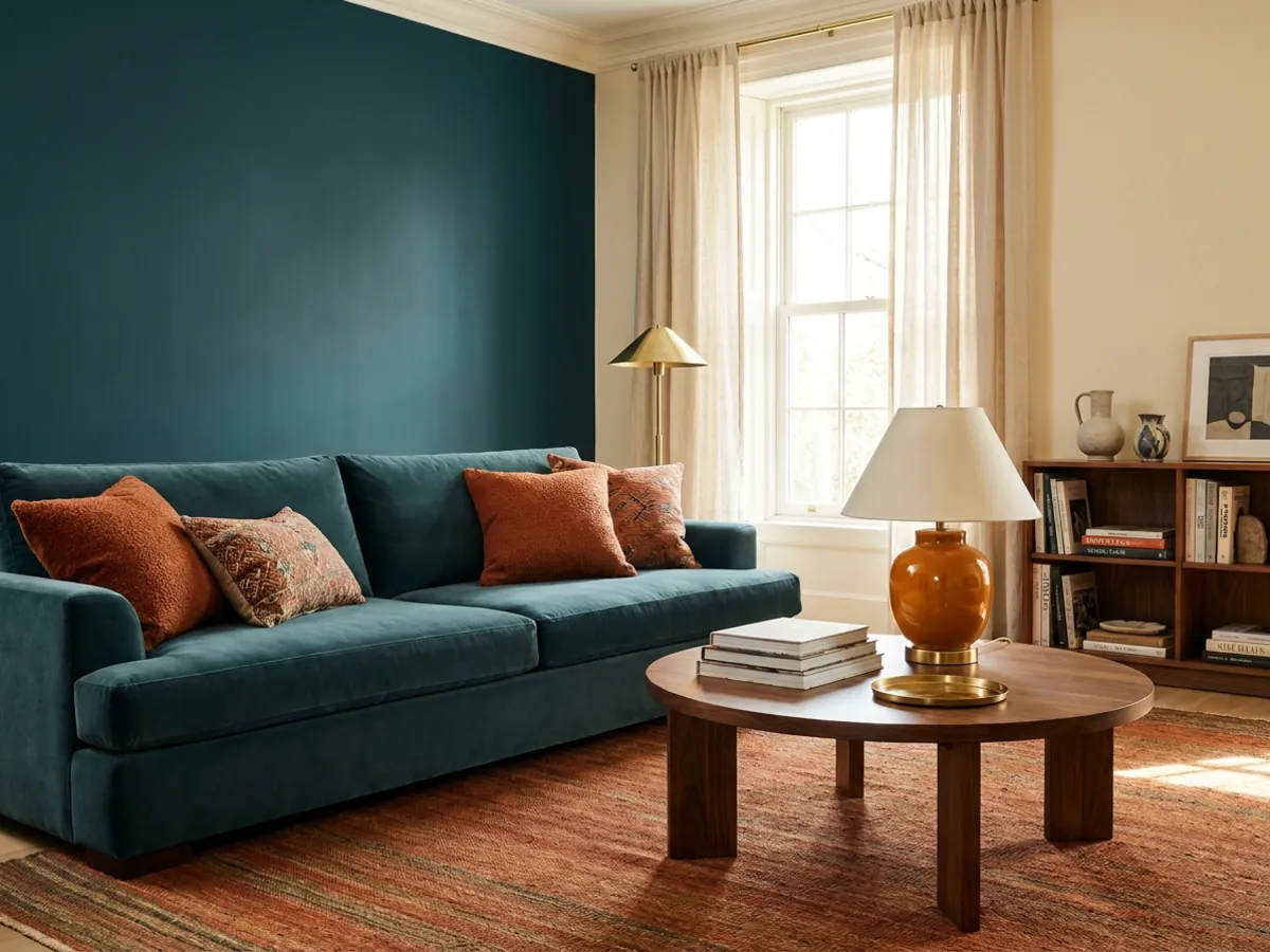 Un salon audacieux dans une palette de couleurs complémentaires