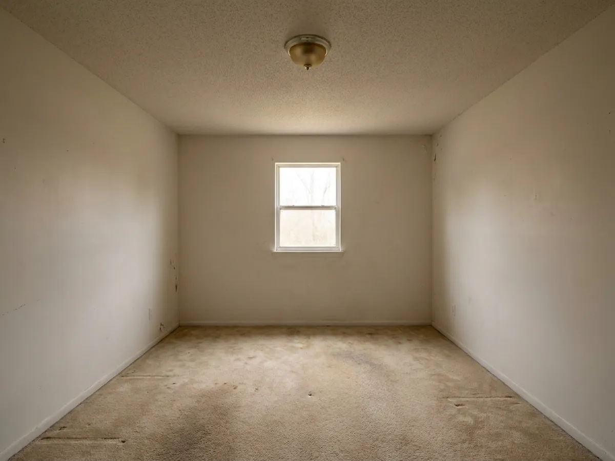 Une pièce vide et vieillissante illustrant les limites du home staging virtuel