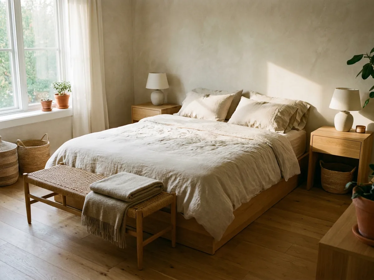 Une chambre meublée illustrant le coût du staging virtuel par rapport au staging traditionnel
