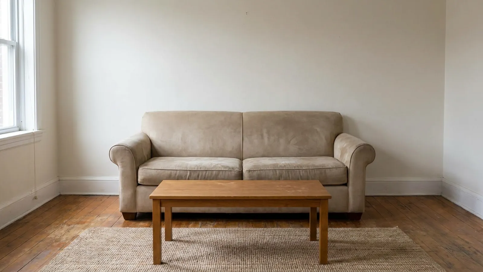 Une pièce simple avant un relooking Japandi