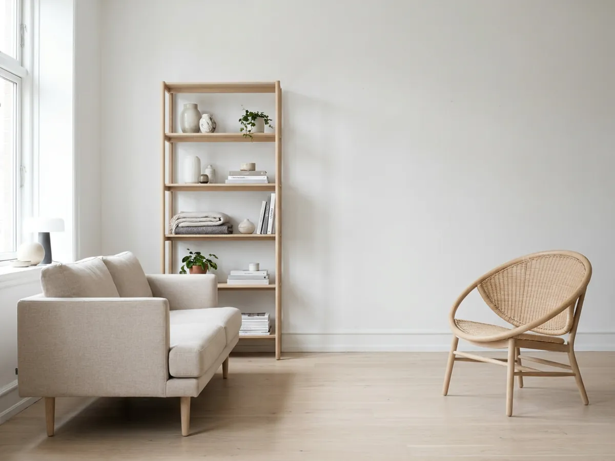 Mobilier scandinave aux lignes épurées, pieds fuselés et profils bas