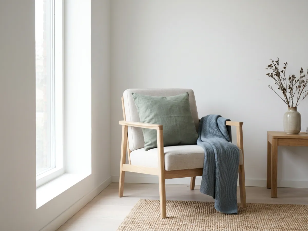 Une palette de couleurs scandinave composée de blancs, de tons neutres chaleureux et de touches douces