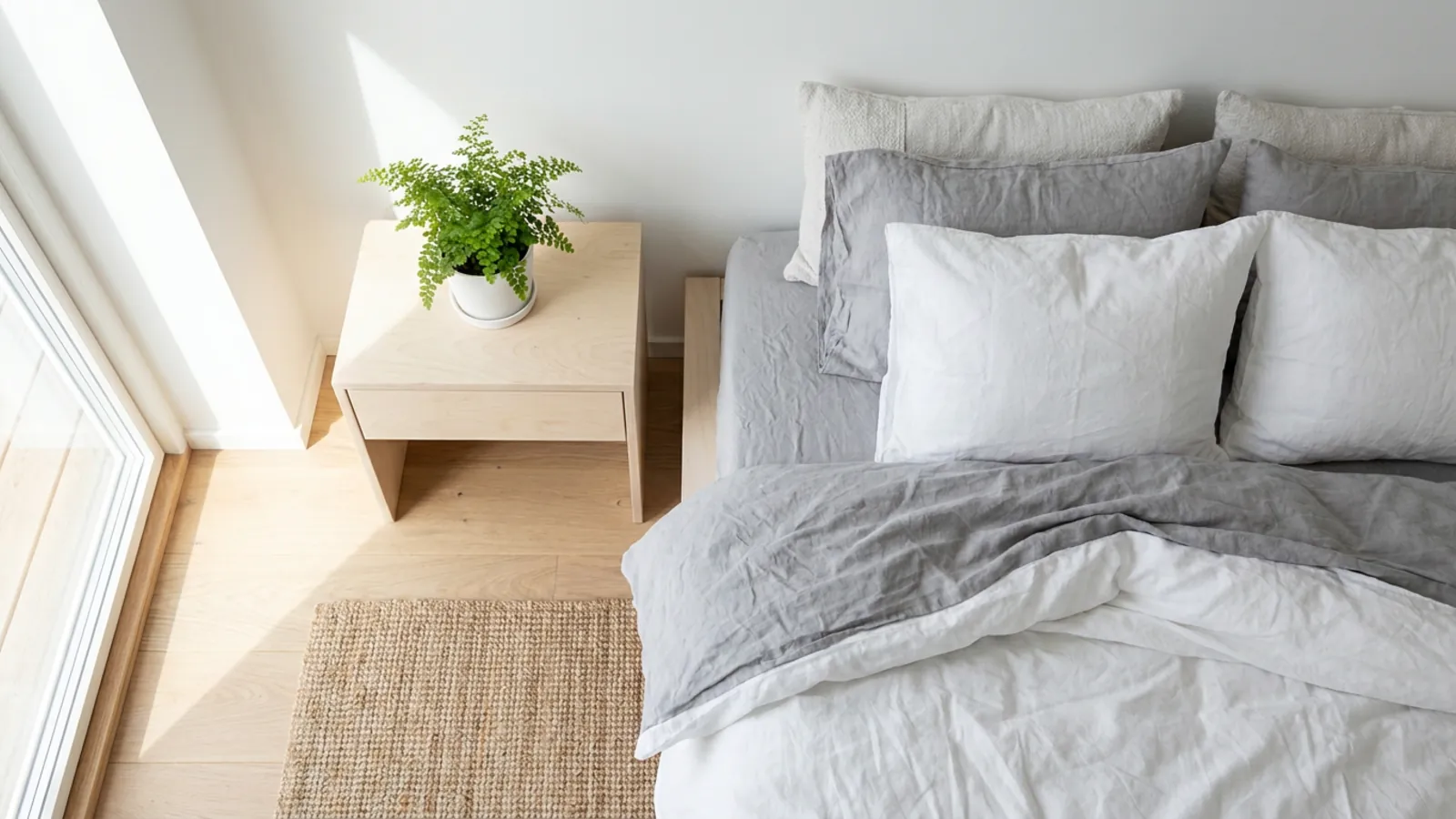 Une chambre de style scandinave, lumineuse et aérienne