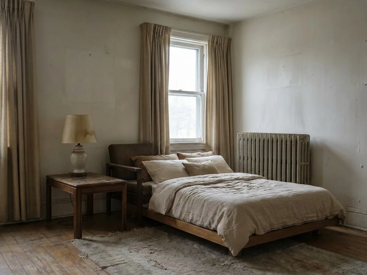La même pièce avec un tapis et un tableau placés à l'échelle