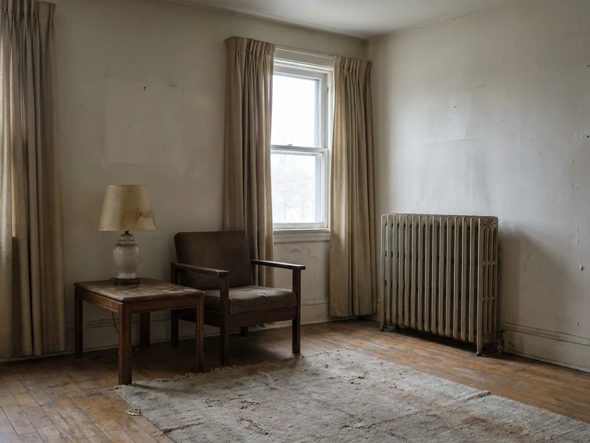 Une pièce avant l'ajout d'un tapis et d'une décoration murale