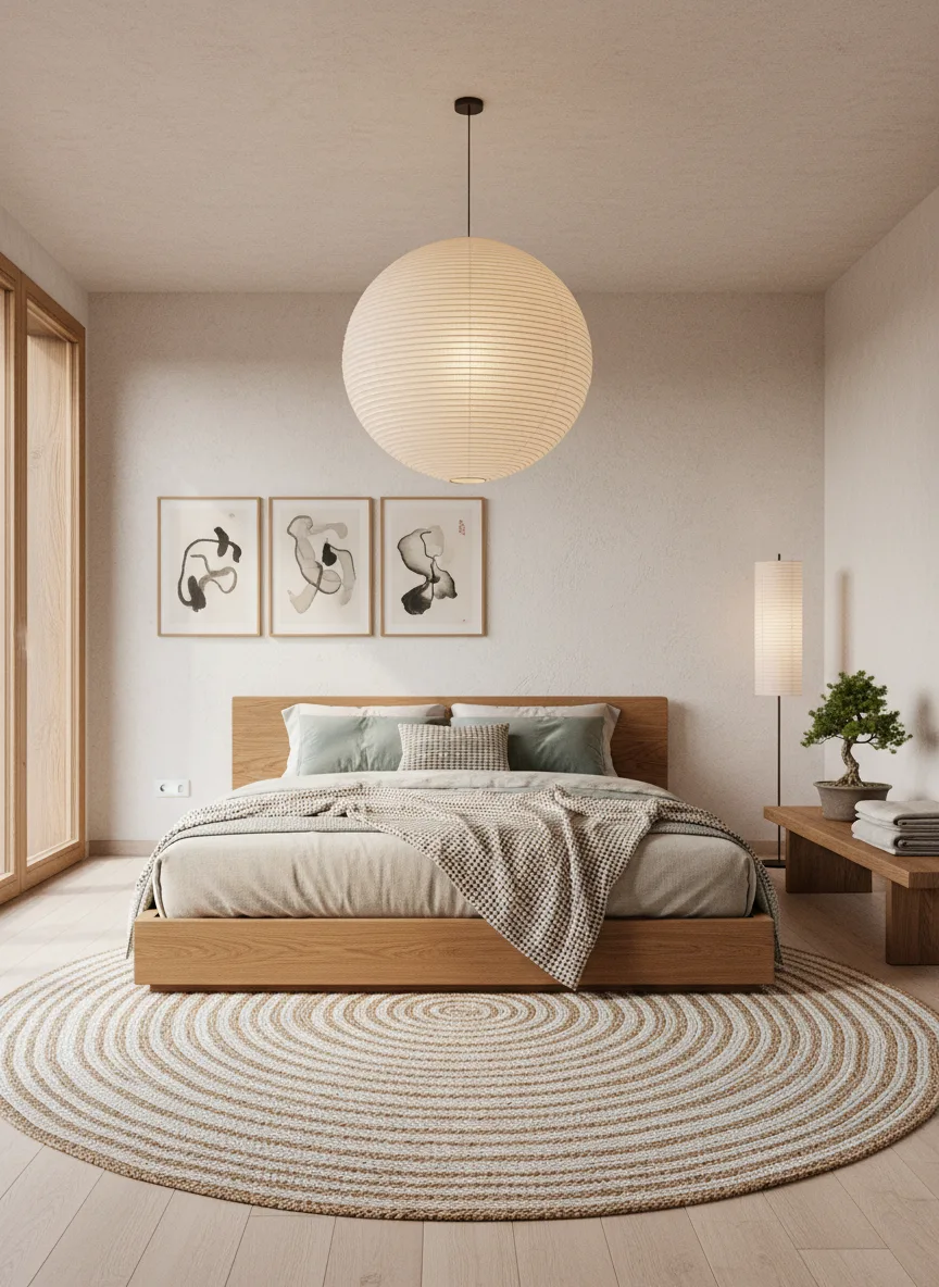A japandi bedroom