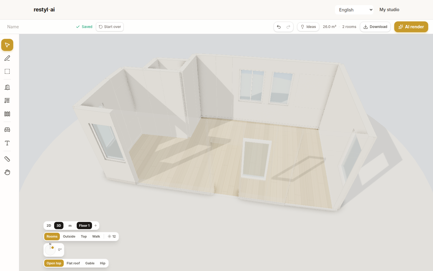 Le plan numérisé affiché dans le planificateur 3D