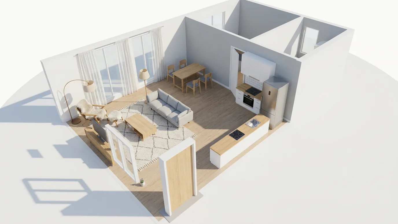 Le plan sous forme d'image conceptuelle scandinave lumineuse