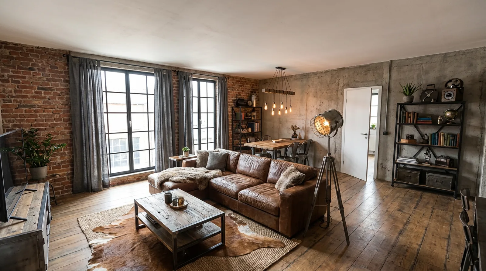 Le salon dans le style Industriel
