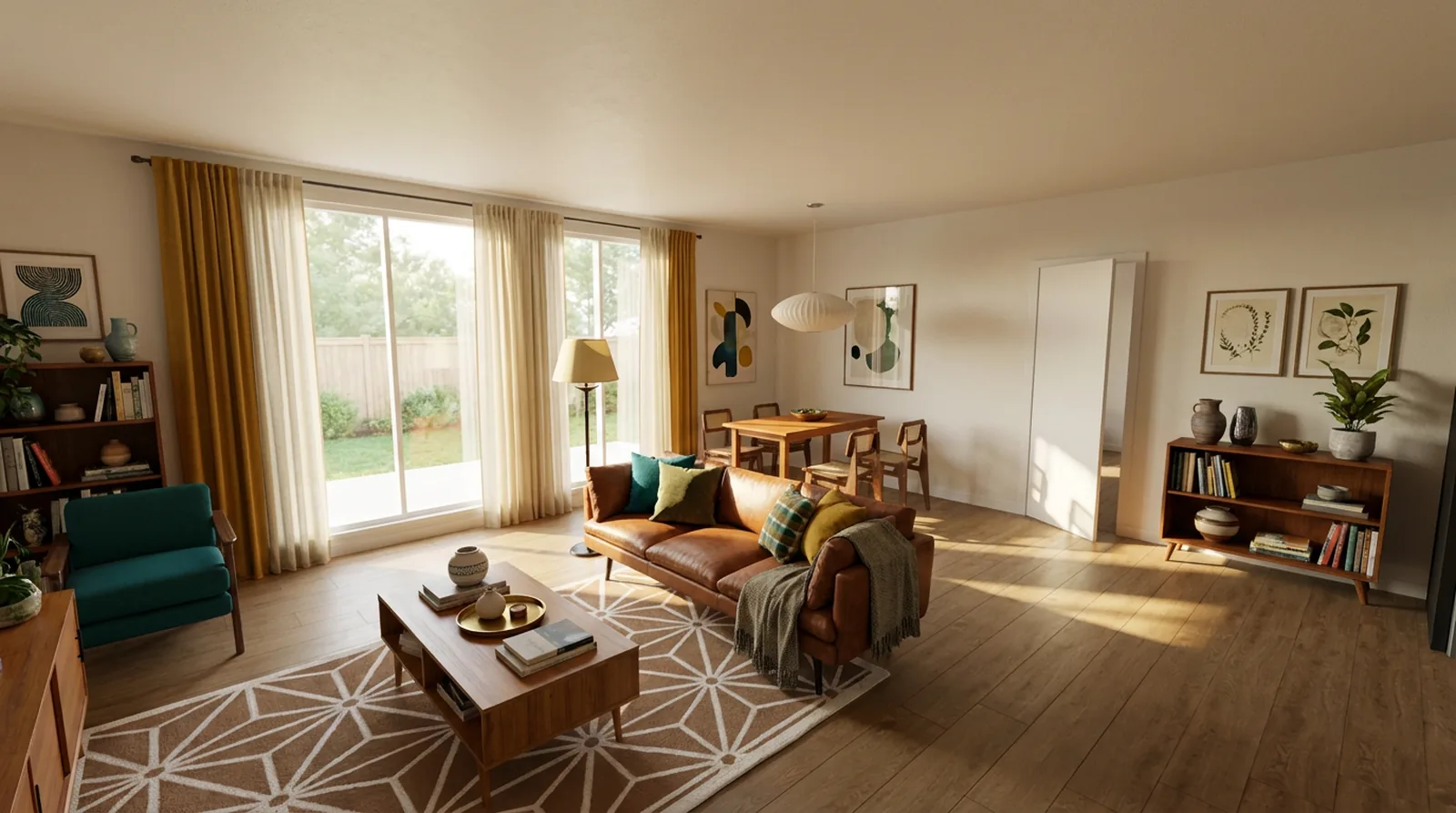 Le salon dans le style Mid-century
