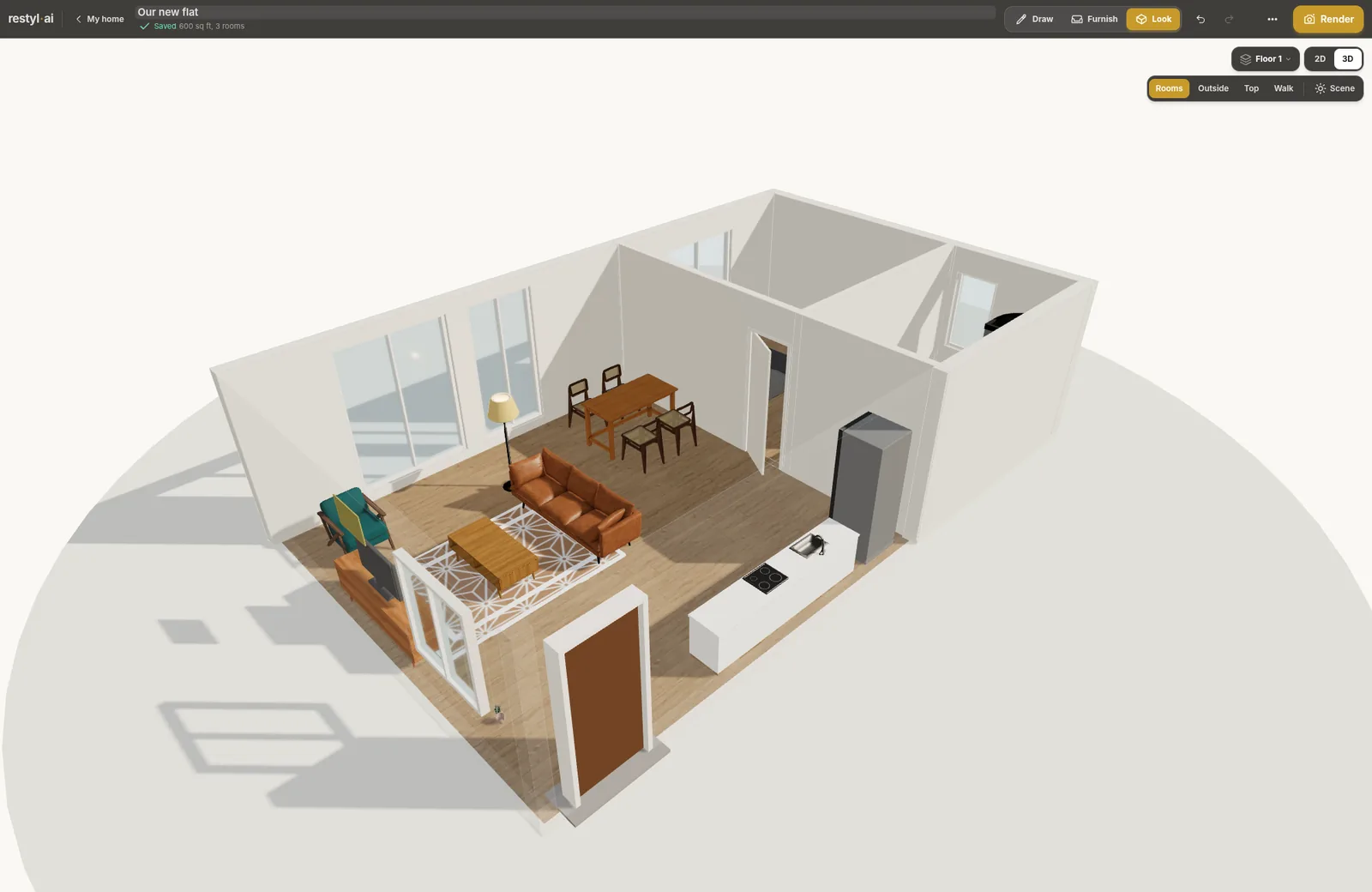 Le même plan en 3D dans le planificateur