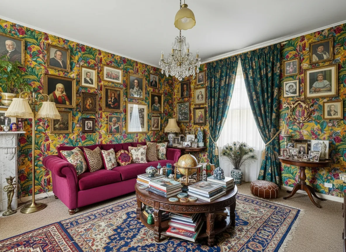 A maximalist living room