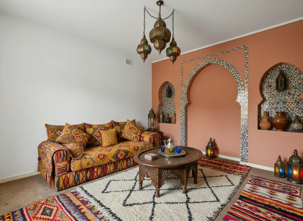 A living room in Moroccan