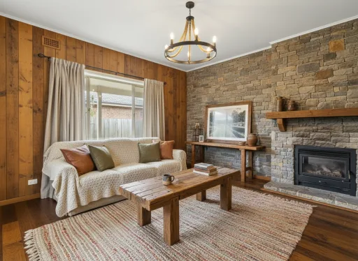 The same living room redesigned in Rustic