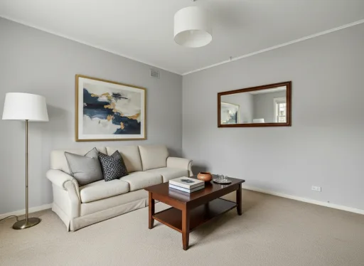 The same living room redesigned in Transitional