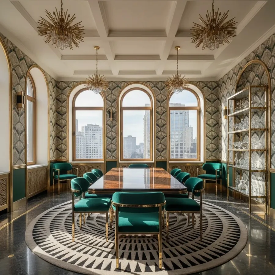 Pièce Salle à manger Art Déco conçue avec restylai
